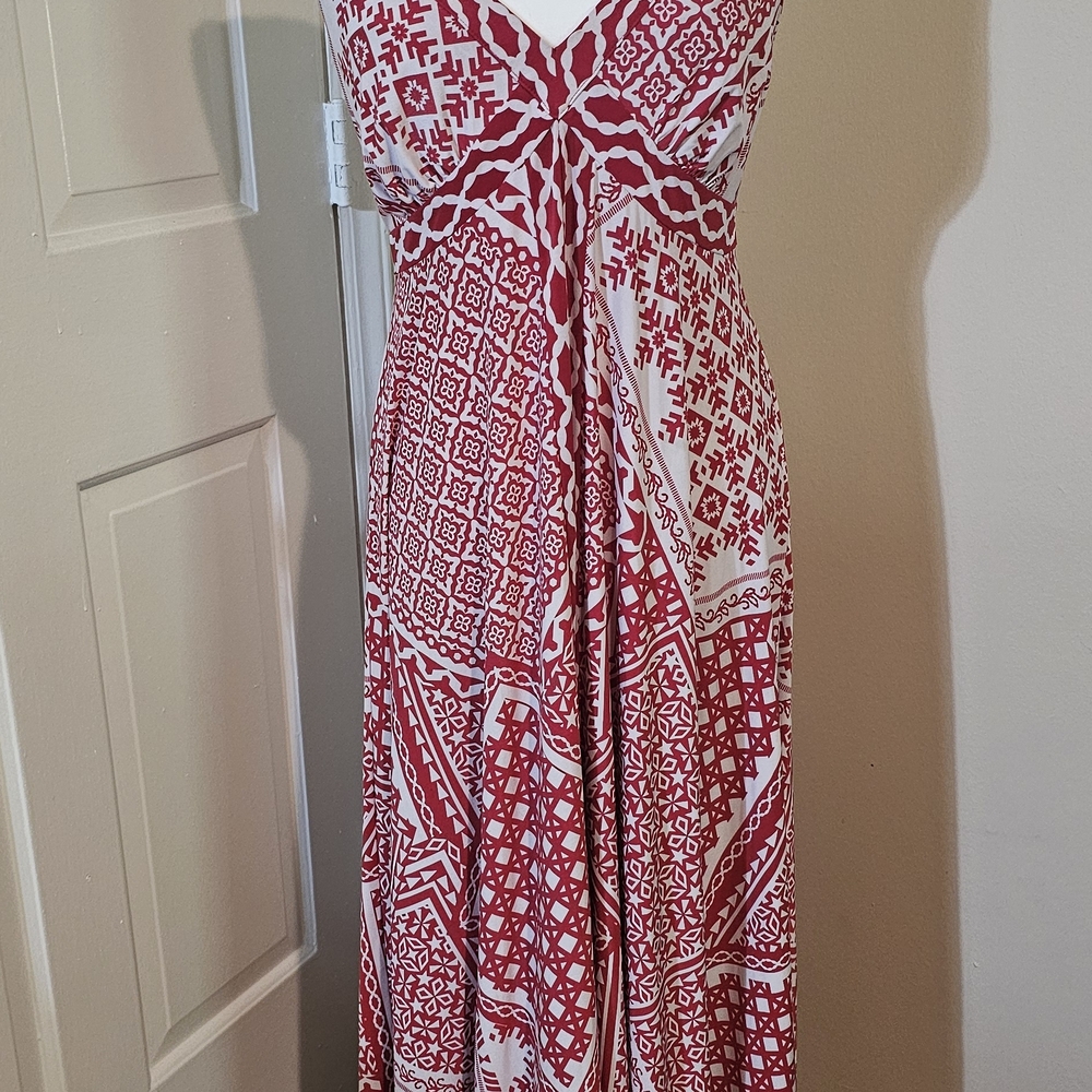 INC International Concepts Red and White Maxi Dress